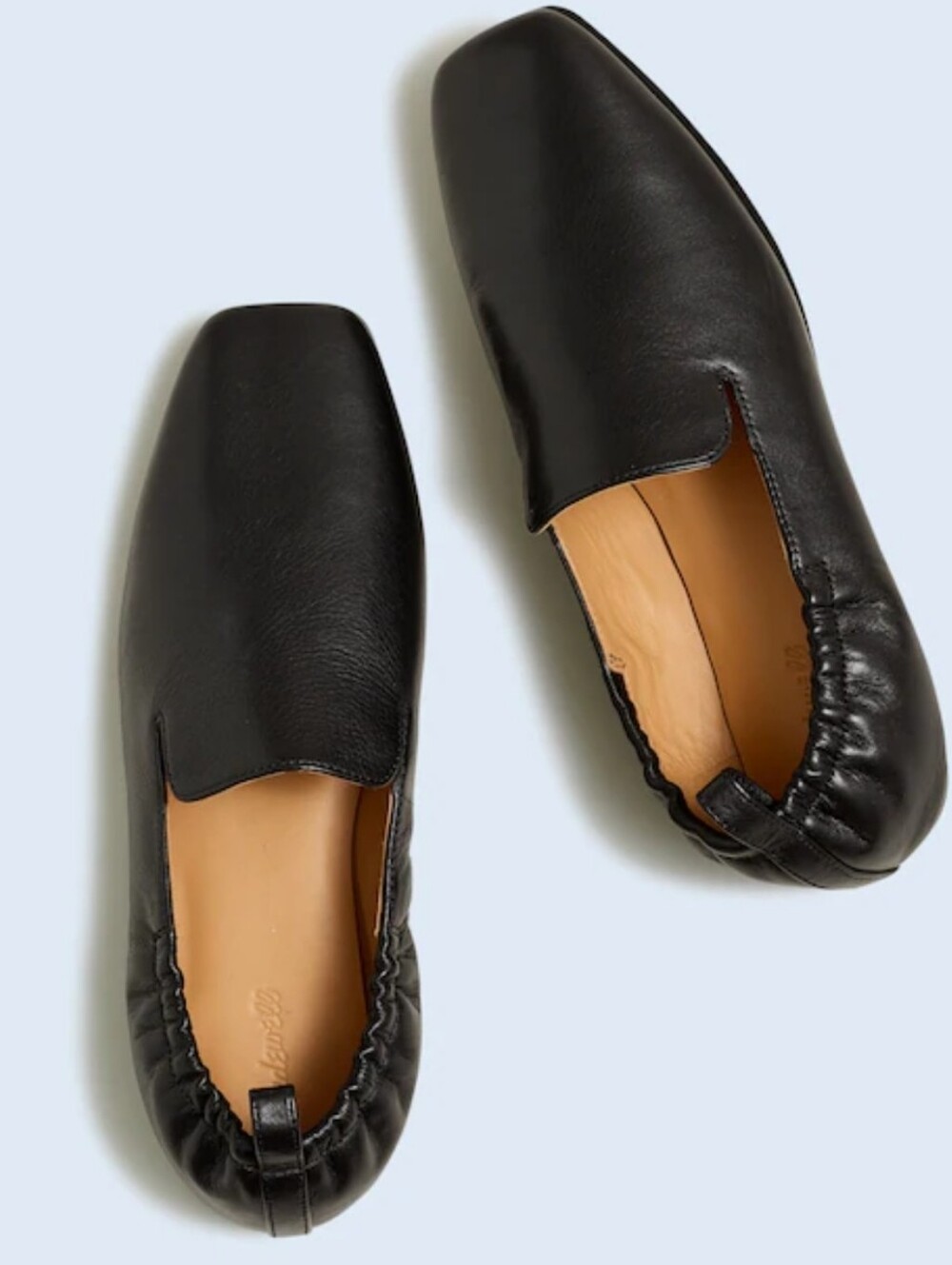 Madewell Womens Black Leather Tabbi Loafer Square Toe Scrunced Heel Size 6.5